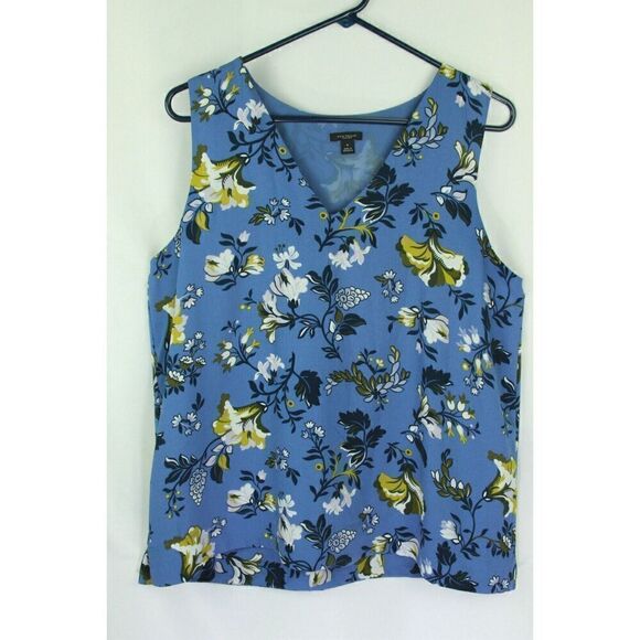Ann Taylor Factory Floral Blouse Top Sleeveless Layered Lined Womens Medium - Picture 1 of 6